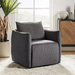 Jerri Charcoal Corduroy Swivel Accent Chair