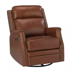 Johanna Brown Leather Swivel Power Recliner