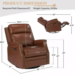 Johanna Brown Leather Swivel Power Recliner