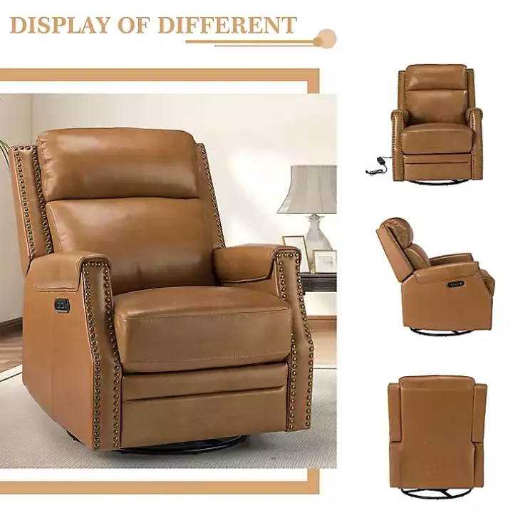 Johanna Tan Leather Swivel Power Recliner