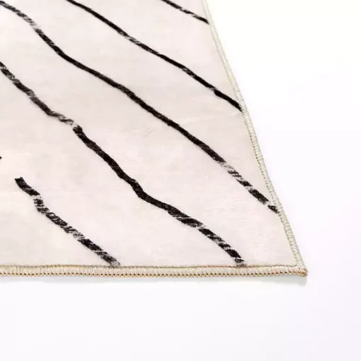 Julia Black and White Washable Area Rug, 8x10