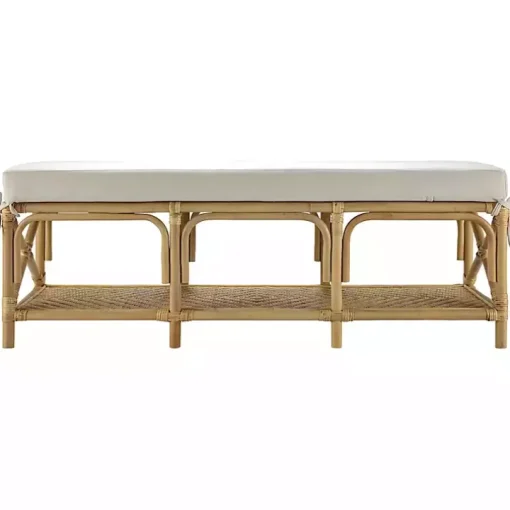 Kaili Natural Rattan Cushioned Bench