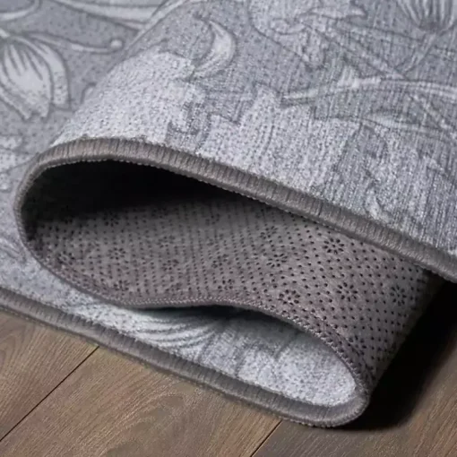 Kalini Gray Floral Washable Runner, 2x7