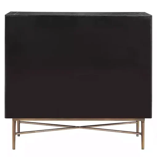 Laini Distressed Black Modern Carved Cabinet
