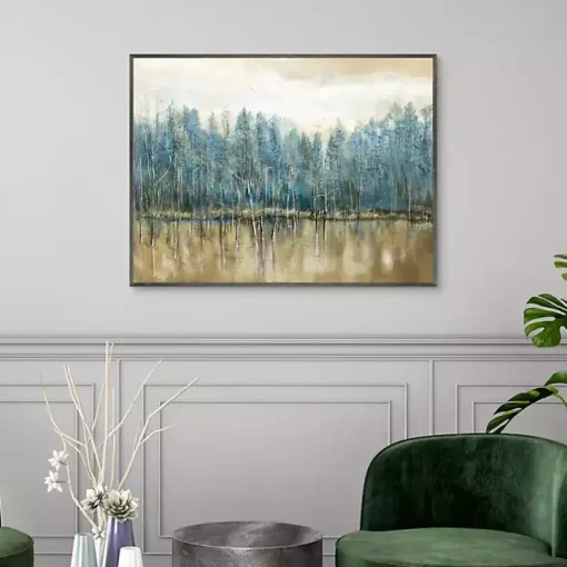 Lakeside Blues Framed Canvas Art Print