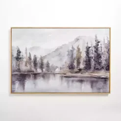 Lakeside Trees Framed Canvas Art Print
