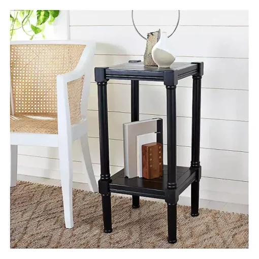 Landry Black Carved Legs Accent Table