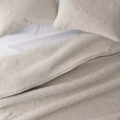 Latte Floral Stitch 3-pc. Queen Quilt Set
