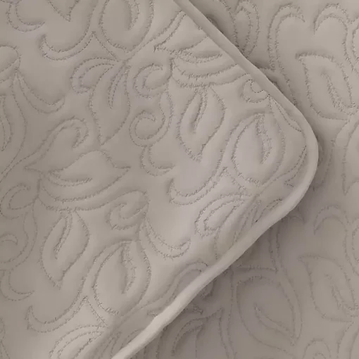 Latte Floral Stitch 3-pc. Queen Quilt Set