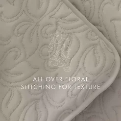 Latte Floral Stitch 3-pc. Queen Quilt Set