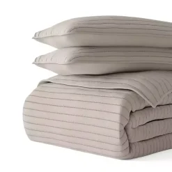 Latte Stitched Stripes 3-pc. King Quilt Set