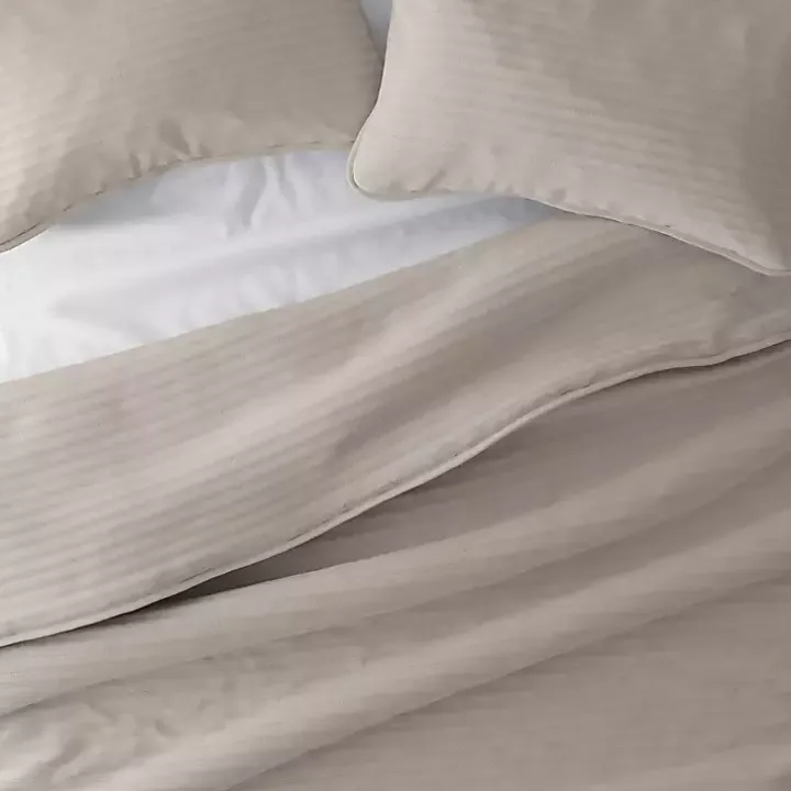 Latte Stitched Stripes 3-pc. Queen Quilt Set