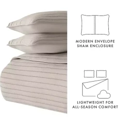 Latte Stitched Stripes 3-pc. King Quilt Set