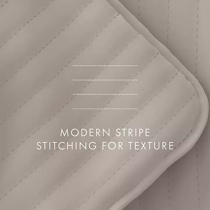 Latte Stitched Stripes 3-pc. Queen Quilt Set