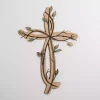 Leafy Cross Wood and Metal Wall Plaque