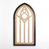 Leah Black and Natural Wood Arched Wall Plaque