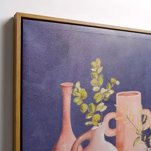 Leaves in Terracotta Vases Framed Canvas Art Print