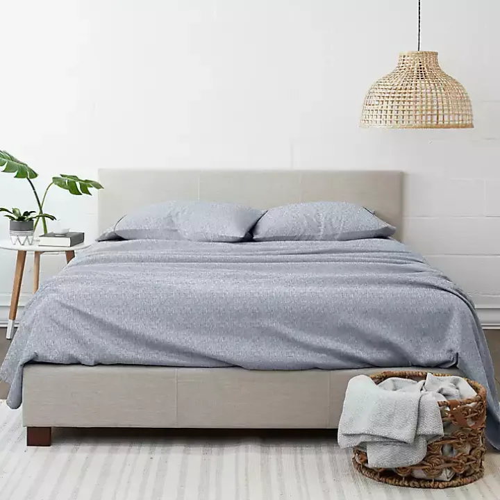 Light Blue Chambray 4-pc. Full Bed Sheet Set