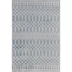 Light Blue Moroccan Washable Area Rug, 4x6