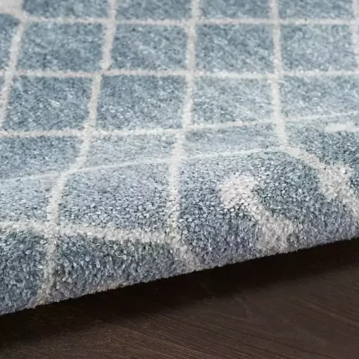 Light Blue Moroccan Washable Area Rug, 4x6