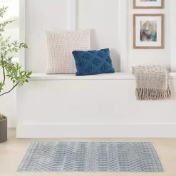 Light Blue Moroccan Washable Area Rug, 4x6