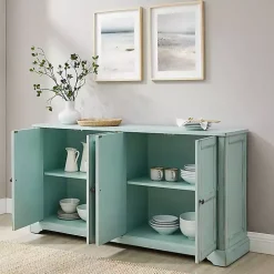 Light Blue Paneled 4-Door Sideboard