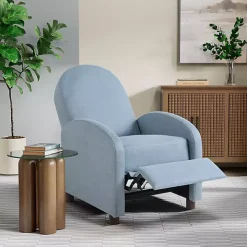 Light Blue Rounded Push Back Recliner