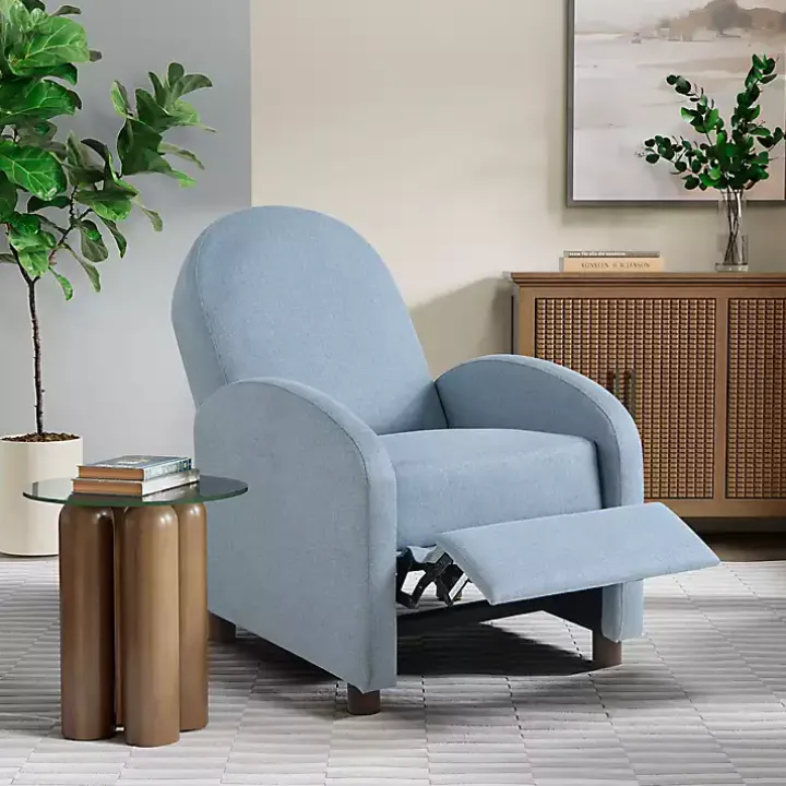 Light Blue Rounded Push Back Recliner