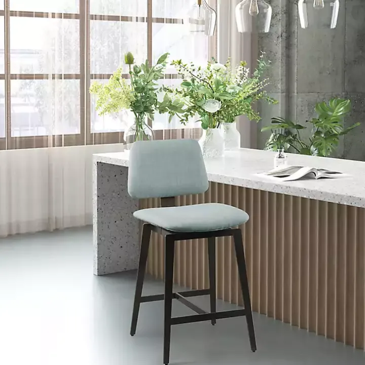 Light Blue Swivel Counter Stool