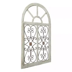 Light Blue Wood Arched Window Wall Plaque
