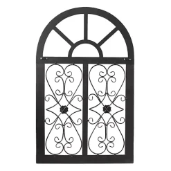 Light Blue Wood Arched Window Wall Plaque