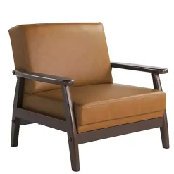 Light Brown Faux Leather Ambon Accent Chair