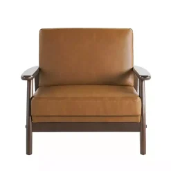 Light Brown Faux Leather Ambon Accent Chair