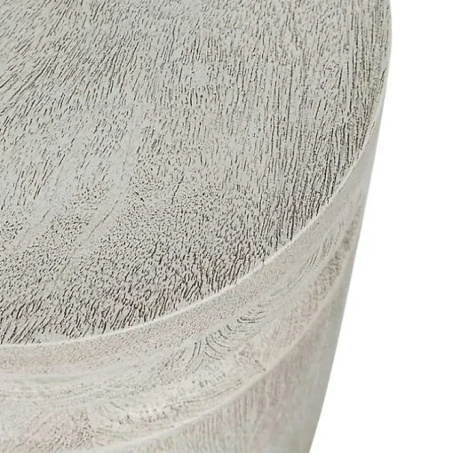 Light Cream Wood Cylinder Accent Table