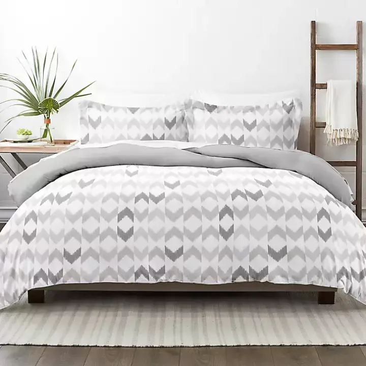 Light Gray Chevron 3-Pc. Queen Duvet Cover Set