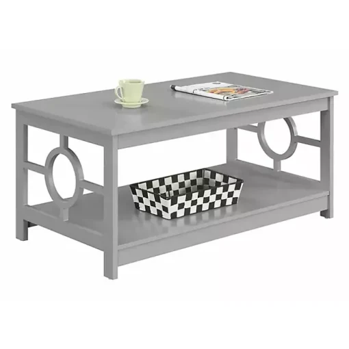 Light Gray Circle Cut-Out Sides Coffee Table