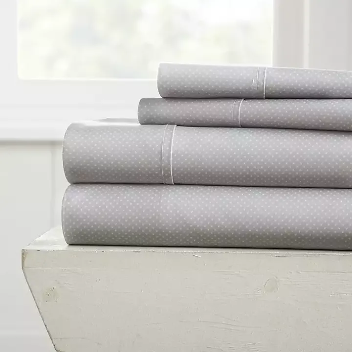 Light Gray Hearts 4-pc. California King Sheet Set