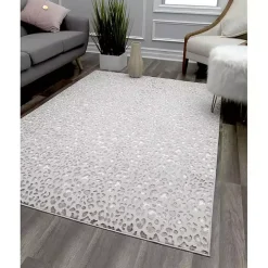 Light Gray Leopard Textured Area Rug, 8x10
