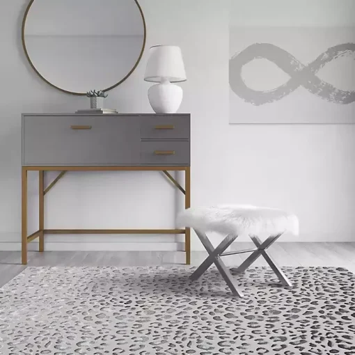 Light Gray Leopard Textured Area Rug, 8x10