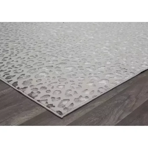 Light Gray Leopard Textured Area Rug, 8x10