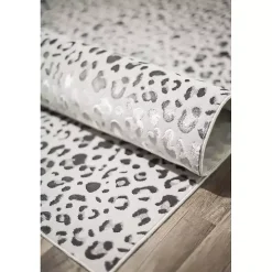 Light Gray Leopard Textured Area Rug, 8x10