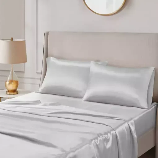Light Gray Satin King 2-pc. Pillow Case Set