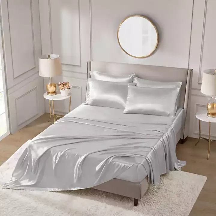 Light Gray Satin 6-pc. King Sheet Set