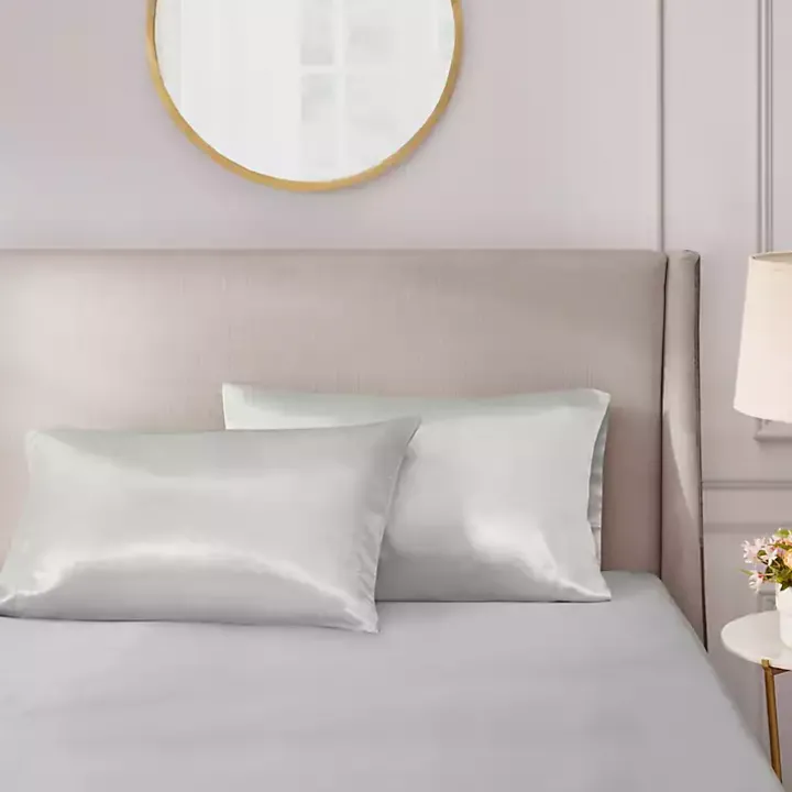 Light Gray Satin Standard 2-pc. Pillow Case Set