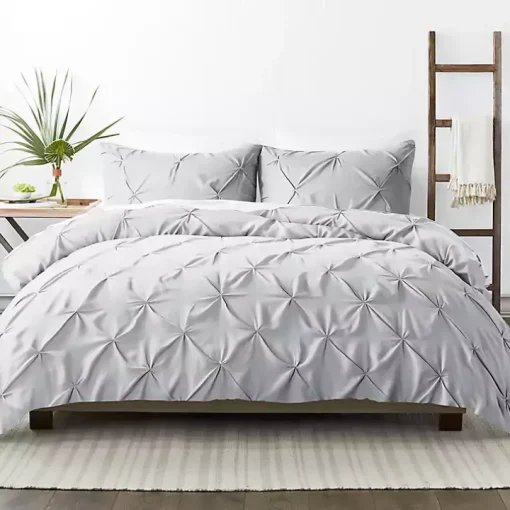 Light Gray Soft Pinched 3-pc. King Duvet Cover Set