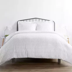 Light Gray Stripes 3-pc. Queen Duvet Cover Set