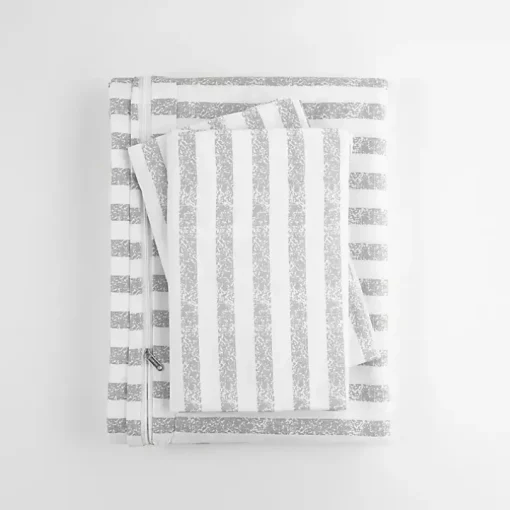Light Gray Stripes 3-pc. Twin Duvet Cover Set