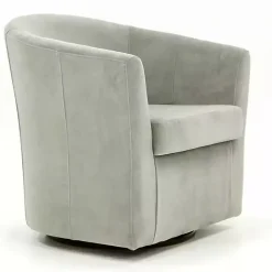 Light Gray Swivel Barrel Accent Chair