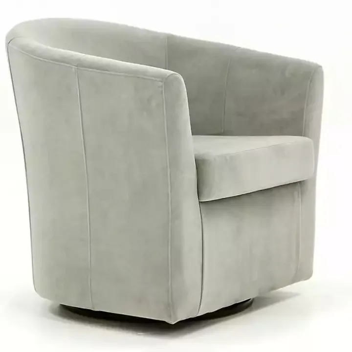 Light Gray Swivel Barrel Accent Chair