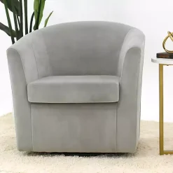Light Gray Swivel Barrel Accent Chair